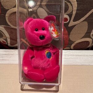 Ty Pink Stuffed Bear with Embroidered Patch